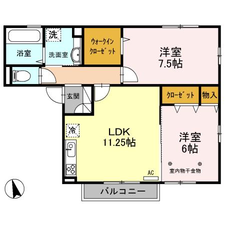 ロイヤルティアラⅡ・Ⅲ(2LDK/2階)の間取り写真