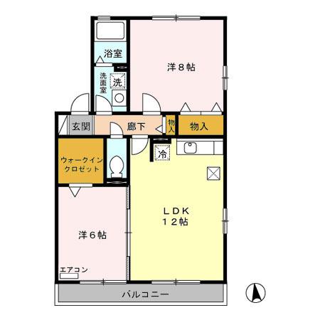 サニー・ウェル(2LDK/1階)の間取り写真