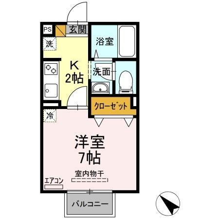 シャングリラ(1K/2階)の間取り写真