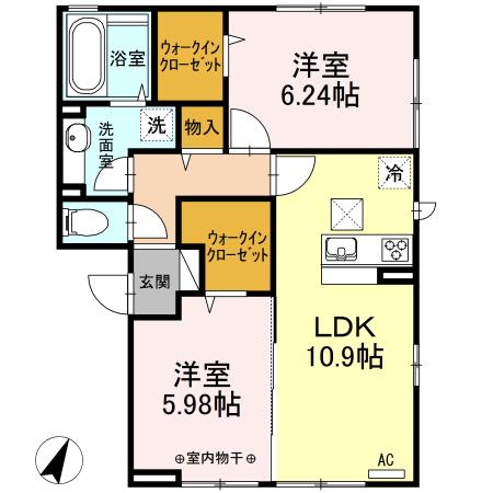 ソレイユ・ジン(2LDK/1階)の間取り写真
