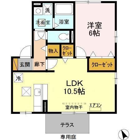 エミール・オガワ A・B棟(1LDK/1階)の間取り写真