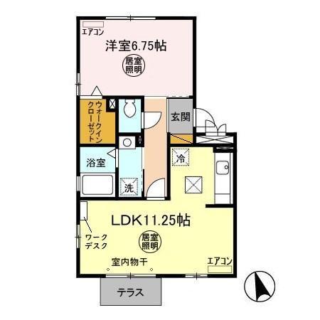 KSアトレア(1LDK/1階)の間取り写真