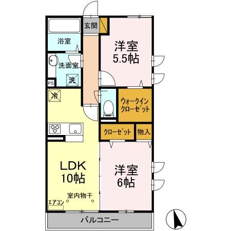 ベルシア(1LDK/2階)の間取り写真