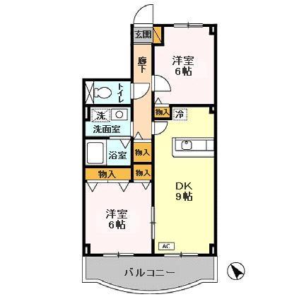 サニーコート18(2DK/1階)の間取り写真