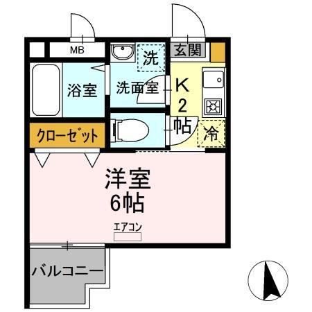 コーラルリーフ(1K/2階)の間取り写真