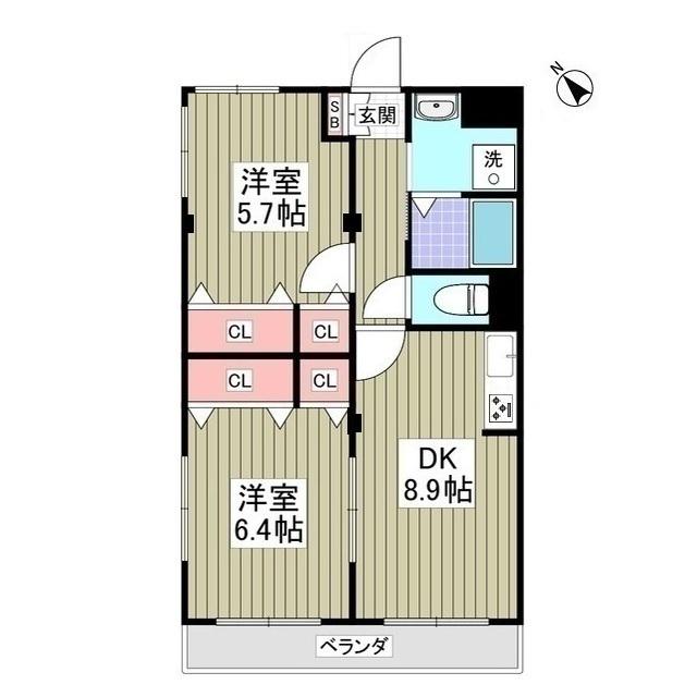 チクマハイツ(2DK/1階)の間取り写真