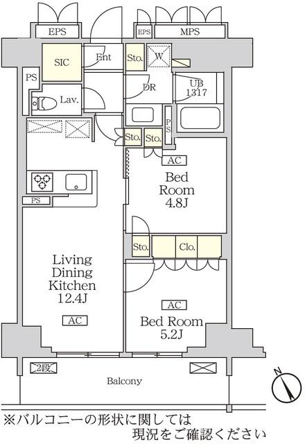 リーフシティ市川ザ・レジデンス(2LDK/7階)の間取り写真