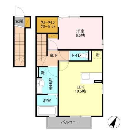 コーポ小野参番館(1LDK/2階)の間取り写真