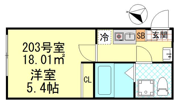 CK四ツ木(1K/2階)の間取り写真