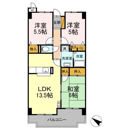 KSシャンブル(3LDK/5階)の間取り写真