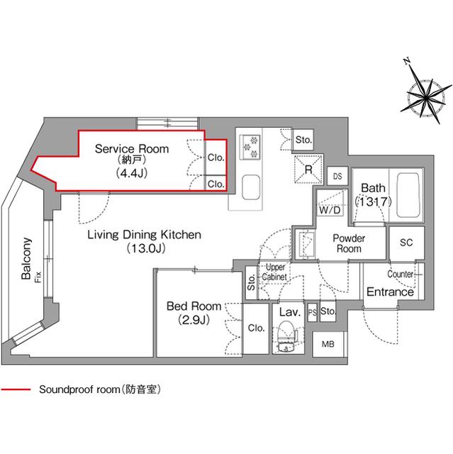 コンフォリア・リヴ平井MUTIO(1SLDK/1階)の間取り写真