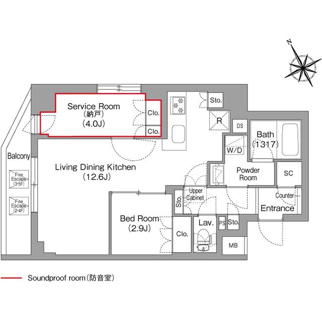 コンフォリア・リヴ平井MUTIO(1SLDK/2階)の間取り写真