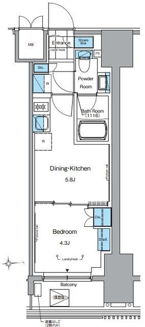 ルフォンプログレ田原町(1DK/9階)の間取り写真