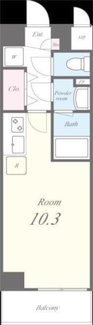 シャローム亀戸(ワンルーム/3階)の間取り写真