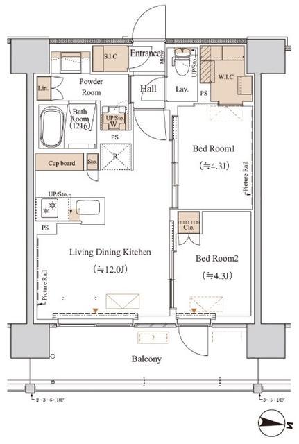 ブランシエスタ木場(2LDK/5階)の間取り写真