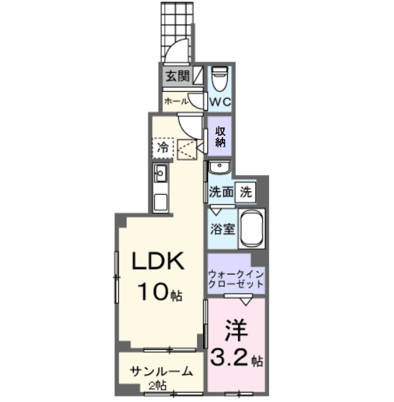 MALIBU(1LDK/1階)の間取り写真