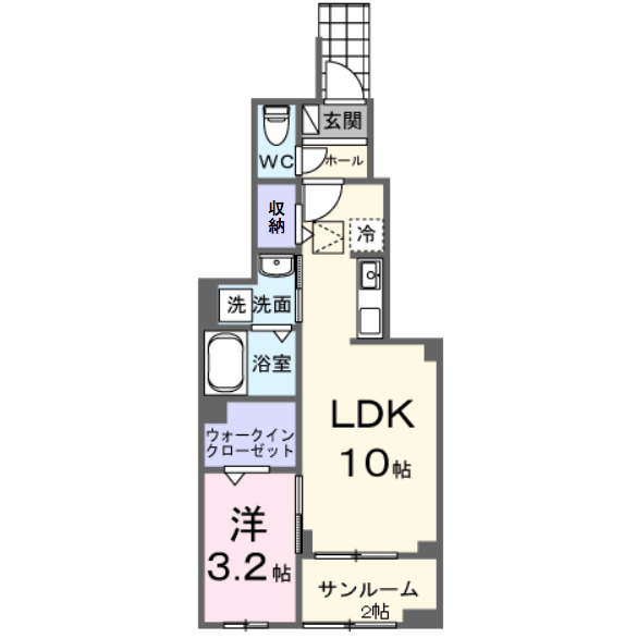 MALIBU(1LDK/1階)の間取り写真