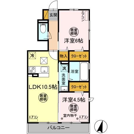 Iハウス・Kハウス・MハウスIハウス(2LDK/1階)の間取り写真