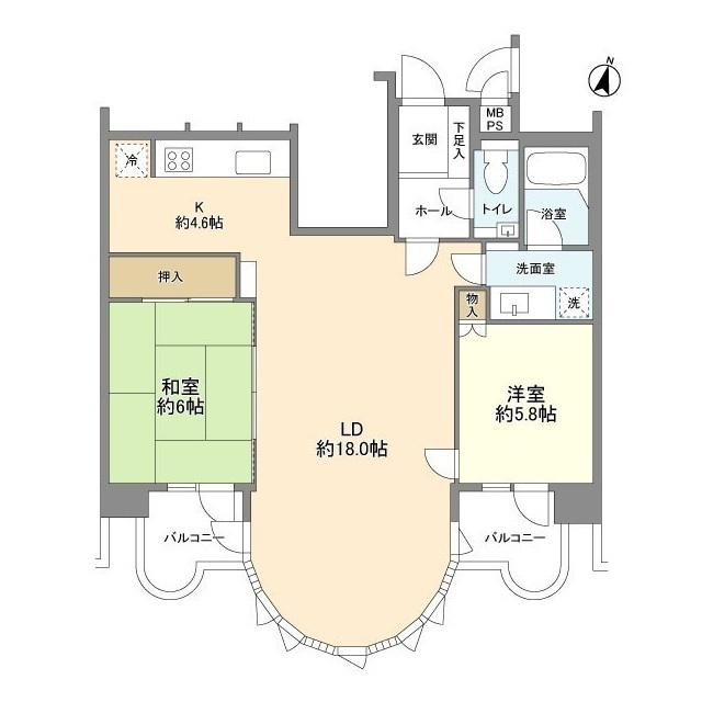 ルネ小岩(2LDK/3階)の間取り写真