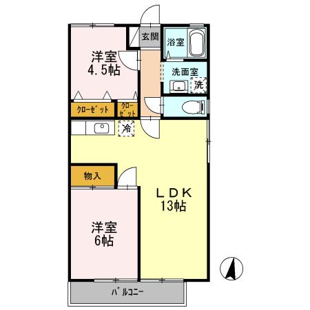 グレースハイム(2LDK/2階)の間取り写真