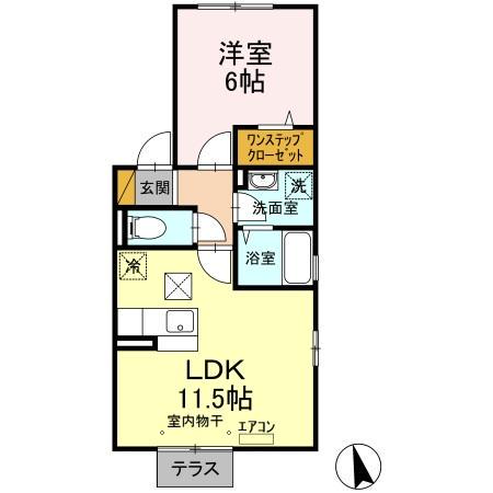 セレーノ西船(1LDK/1階)の間取り写真