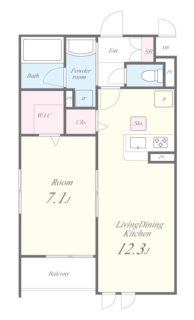 ロコエトワール(1LDK/1階)の間取り写真