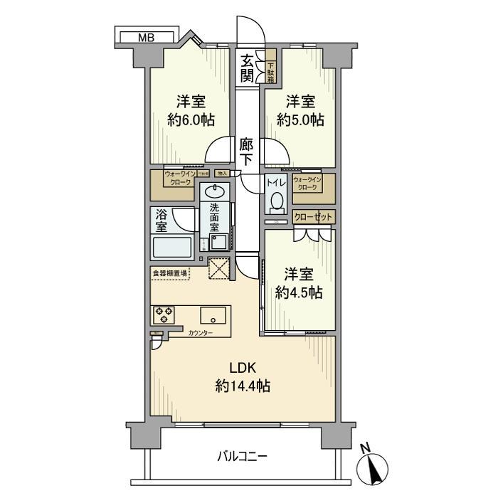 サンクレイドル浦安Ⅲ(3LDK/3階)の間取り写真