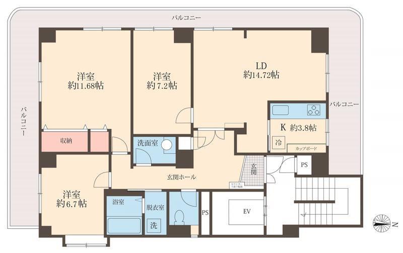 ホライズン東四つ木(3LDK/3階)の間取り写真