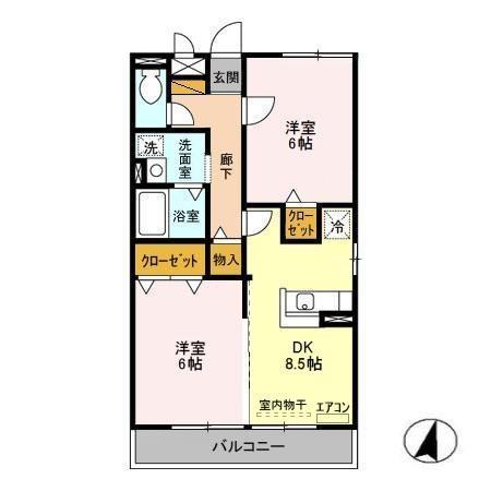 サニーウェル(2DK/3階)の間取り写真