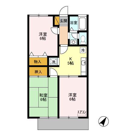 レジデンスヒルトップIII(3K/1階)の間取り写真