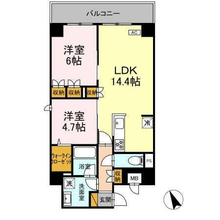 WIN DEER 西船橋(2LDK/6階)の間取り写真