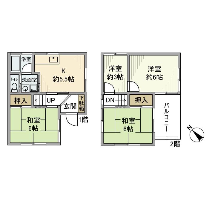 総武・中央緩行線 船橋駅 徒歩10分 2階建 築46年(4K)の間取り写真