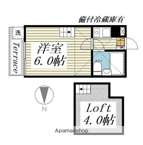 ジュネパレス船橋第54(1K/1階)の間取り写真