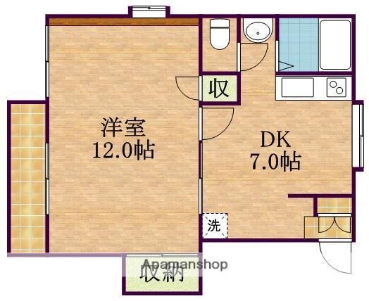 飛の台ハイツA棟(1DK/1階)の間取り写真
