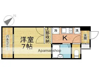 エクセル貴多川第3B棟(ワンルーム/3階)の間取り写真