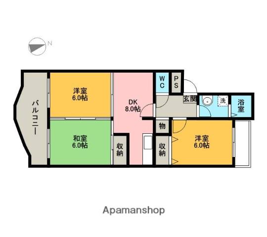 ボナールシャトレー原木(2LDK/1階)の間取り写真