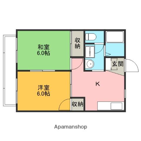 サニーコーポ高橋(2DK/2階)の間取り写真