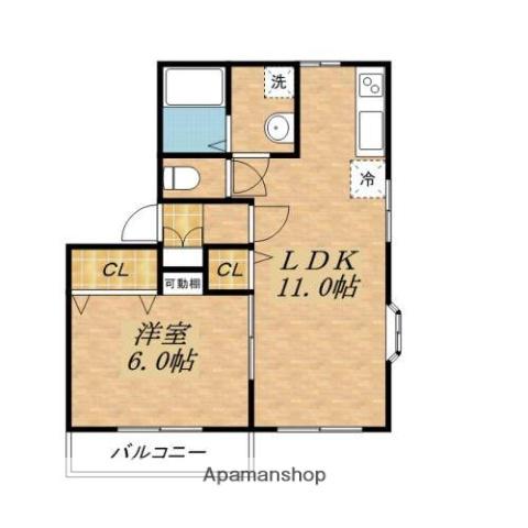 ドヌール南大野(1LDK/1階)の間取り写真