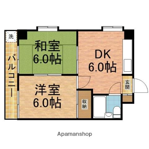 エスペランサ田中(2DK/3階)の間取り写真