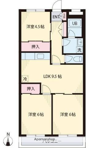 ピースファルハイツⅠ(3LDK/2階)の間取り写真