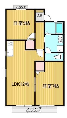 ルミエール金子(2LDK/1階)の間取り写真