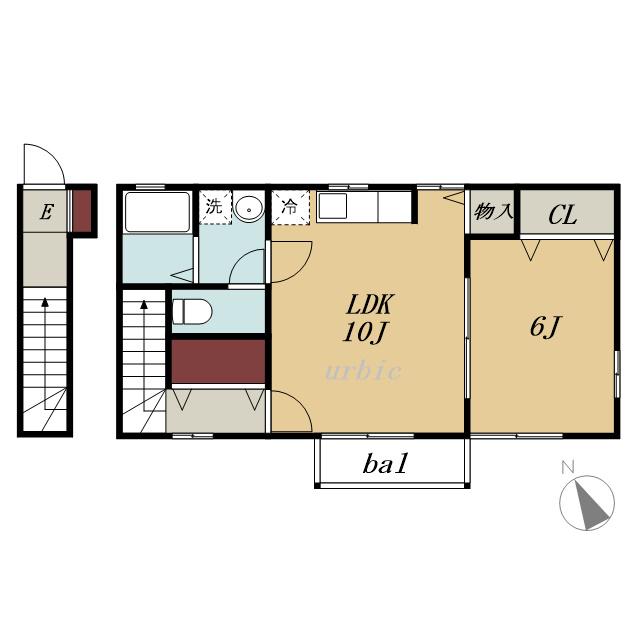 ジェミニ(1LDK/2階)の間取り写真
