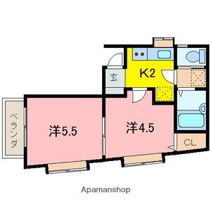 シャルム山手(2K/1階)の間取り写真