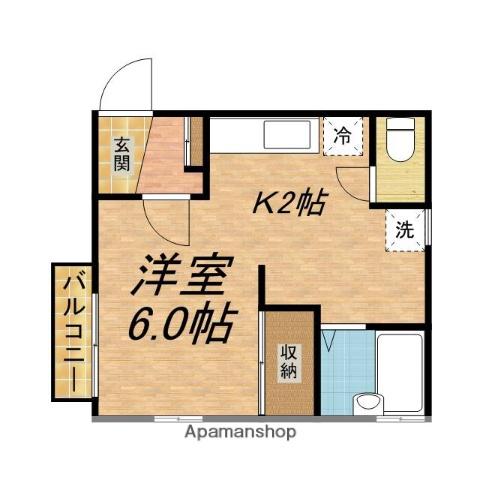 すばるM(1K/2階)の間取り写真