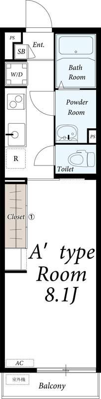 リブリグランコンフォート(1K/1階)の間取り写真