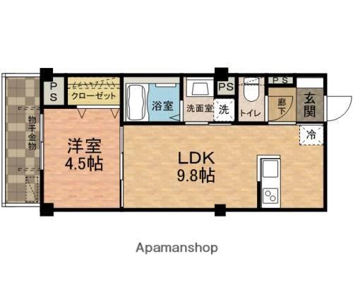 CALME(1LDK/2階)の間取り写真