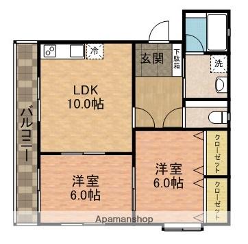 蔵屋マンション第四(2LDK/1階)の間取り写真
