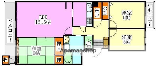 東船橋ガーデニア3号棟(3LDK/3階)の間取り写真