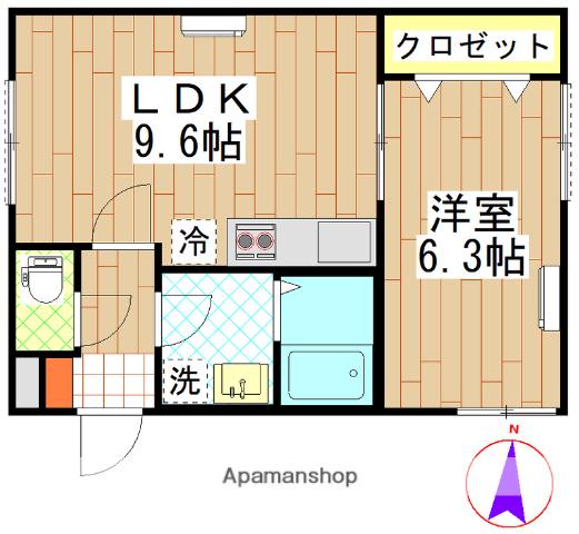シャトームートン新船橋(1LDK/1階)の間取り写真