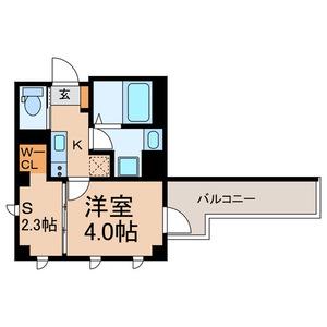 セラ ビューノ本八幡(1K/4階)の間取り写真